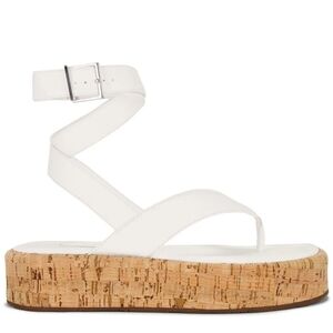 SCHUTZ White Tessie Cork Thong Platform Sandals
